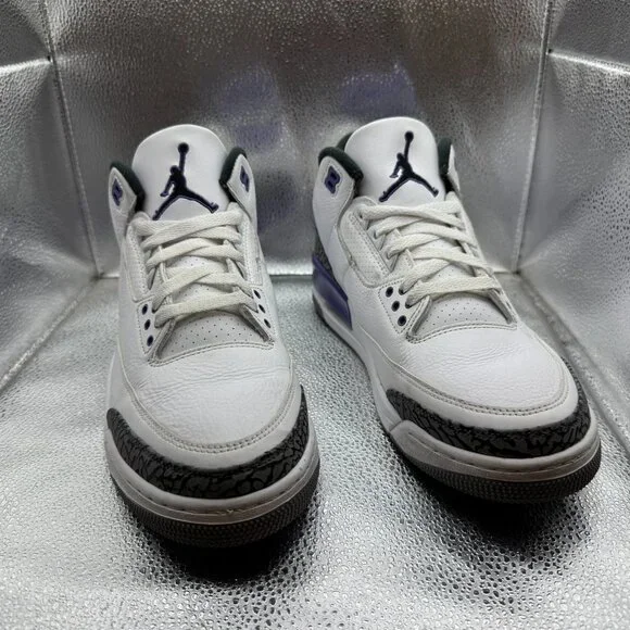 Size 11 Nike Air Jordan 3 Retro Dark Iris White Mens Lace Up Sneakers CT8532-105